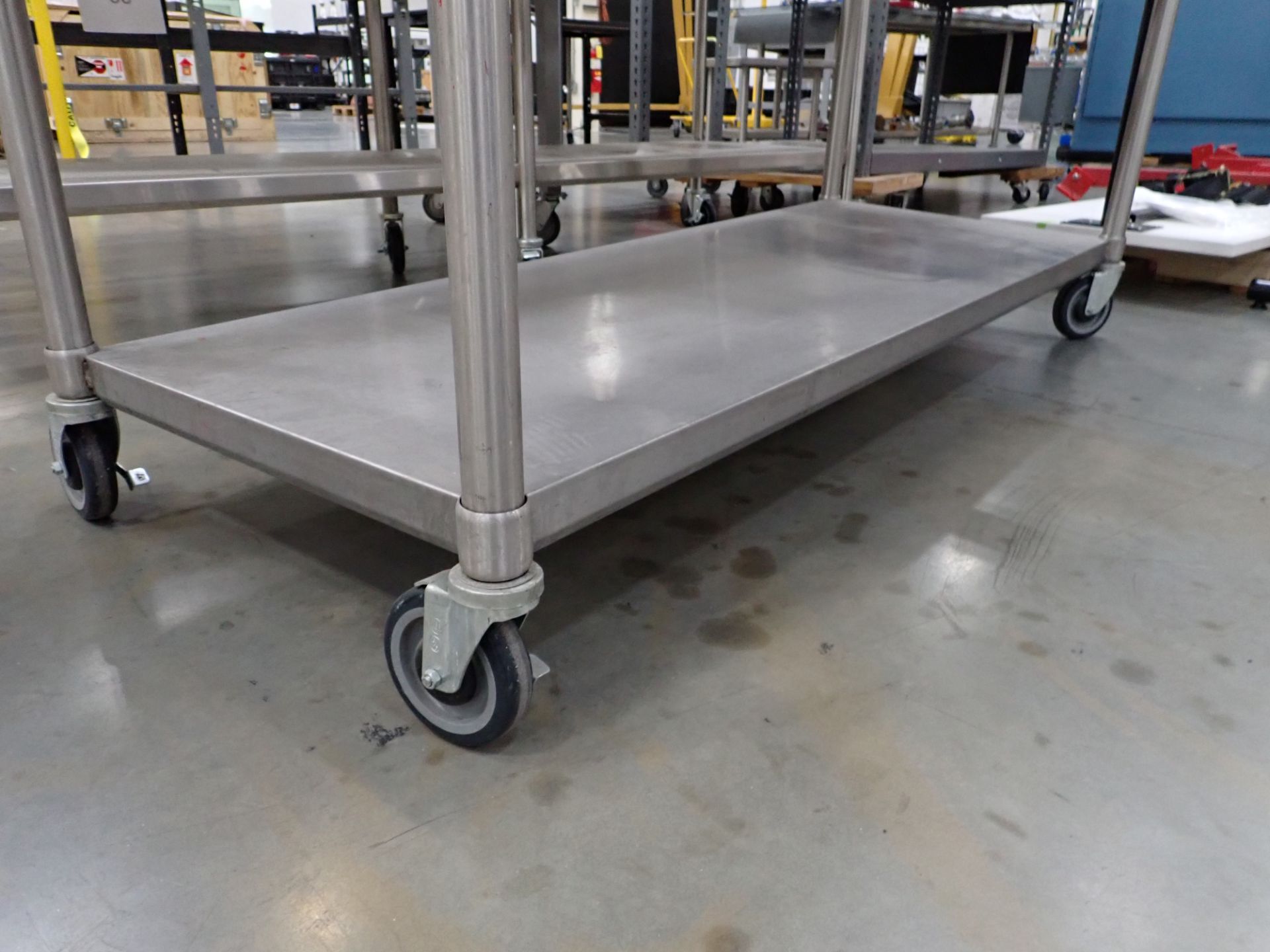 ROLLING STAINLESS STEEL WORK TABLE 72x30x36in - Image 3 of 5