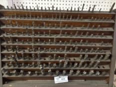 Large Assortment of End Mills with Wooden Stand