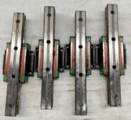 Lot of (4) Hiwin #HG25 Linear Blocks w/Rails