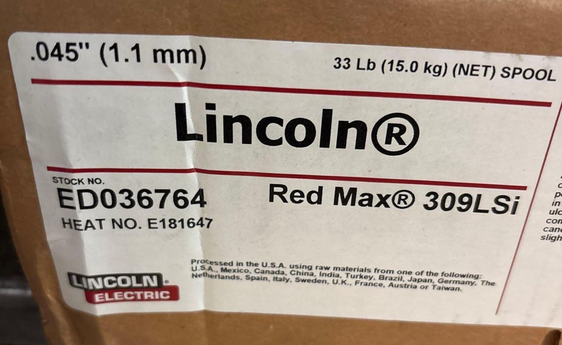 Lincoln #ED036764 Red Max 309LSi MIG Wire Spool .045