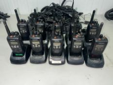 Lot of (10) Kenwood Radios w/Batteries, Charging Base, Charging Cables & Remote Speaker Microphones