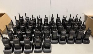 Lot of (45) Kenwood Radios w/Batteries, Charging Bases, Charging Cables & Remote Speaker Microphones