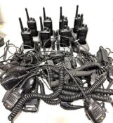 Lot of (8) Kenwood Radios w/Batteries, Charging Bases, Charging Cables & Remote Speaker Microphones