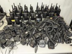 Lot of (25) Kenwood Radios w/Batteries, Charging Bases, Charging Cables & Remote Speaker Microphones