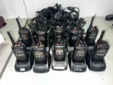 Lot of (10) Kenwood Radios w/Batteries, Charging Base, Charging Cables & Remote Speaker Microphones