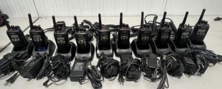 Lot of (10) Kenwood Radios w/Batteries, Charging Base, Charging Cables & Remote Speaker Microphones
