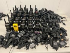 Lot of (25) Kenwood Radios w/Batteries, Charging Bases, Charging Cables & Remote Speaker Microphones