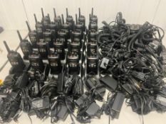 Lot of (25) Kenwood Radios w/Batteries, Charging Bases, Charging Cables & Remote Speaker Microphones