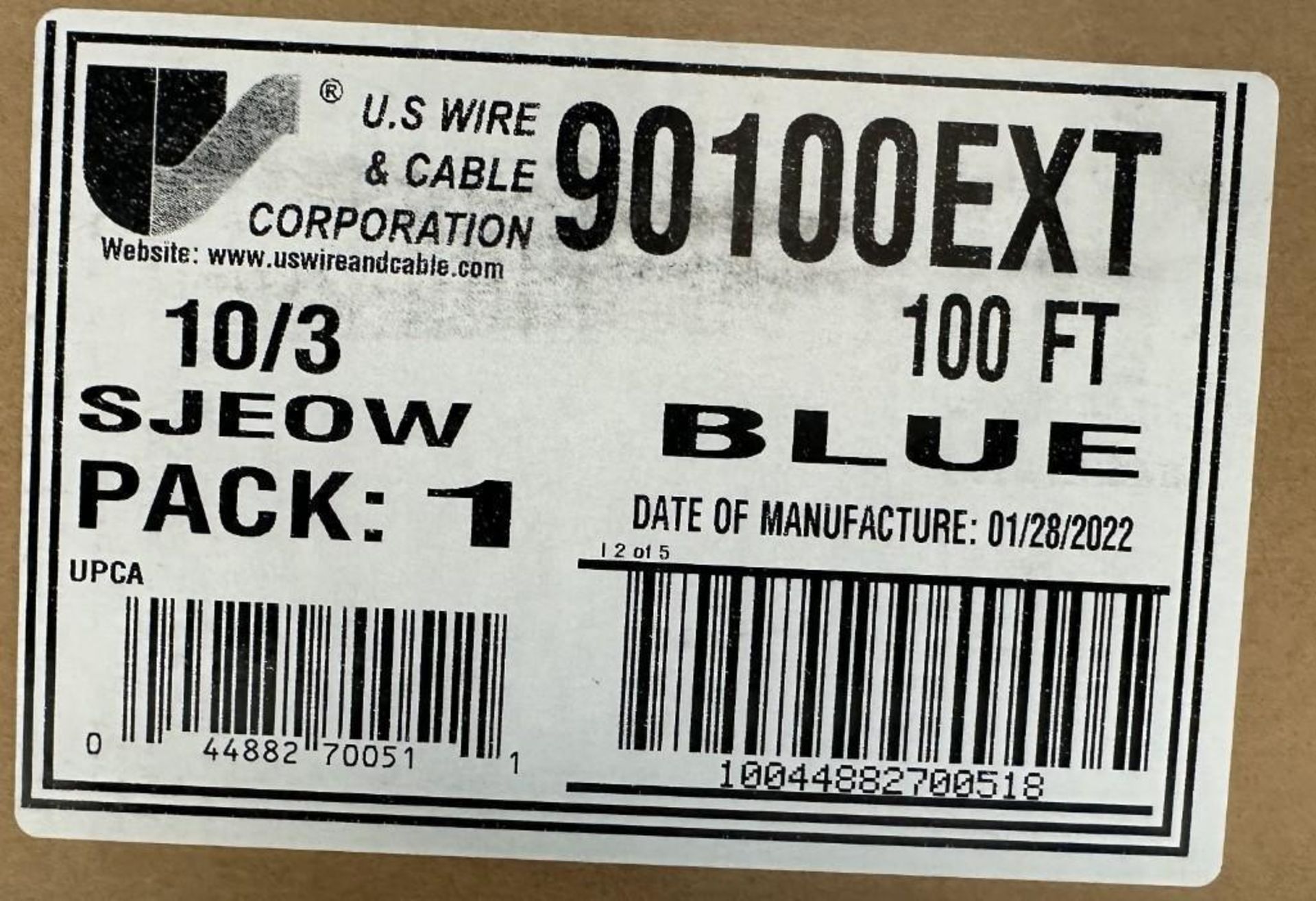 Us Wire U.S. Wire & Cable #90100EXT Extreme All-Weather Extension Cord 10/3 ...