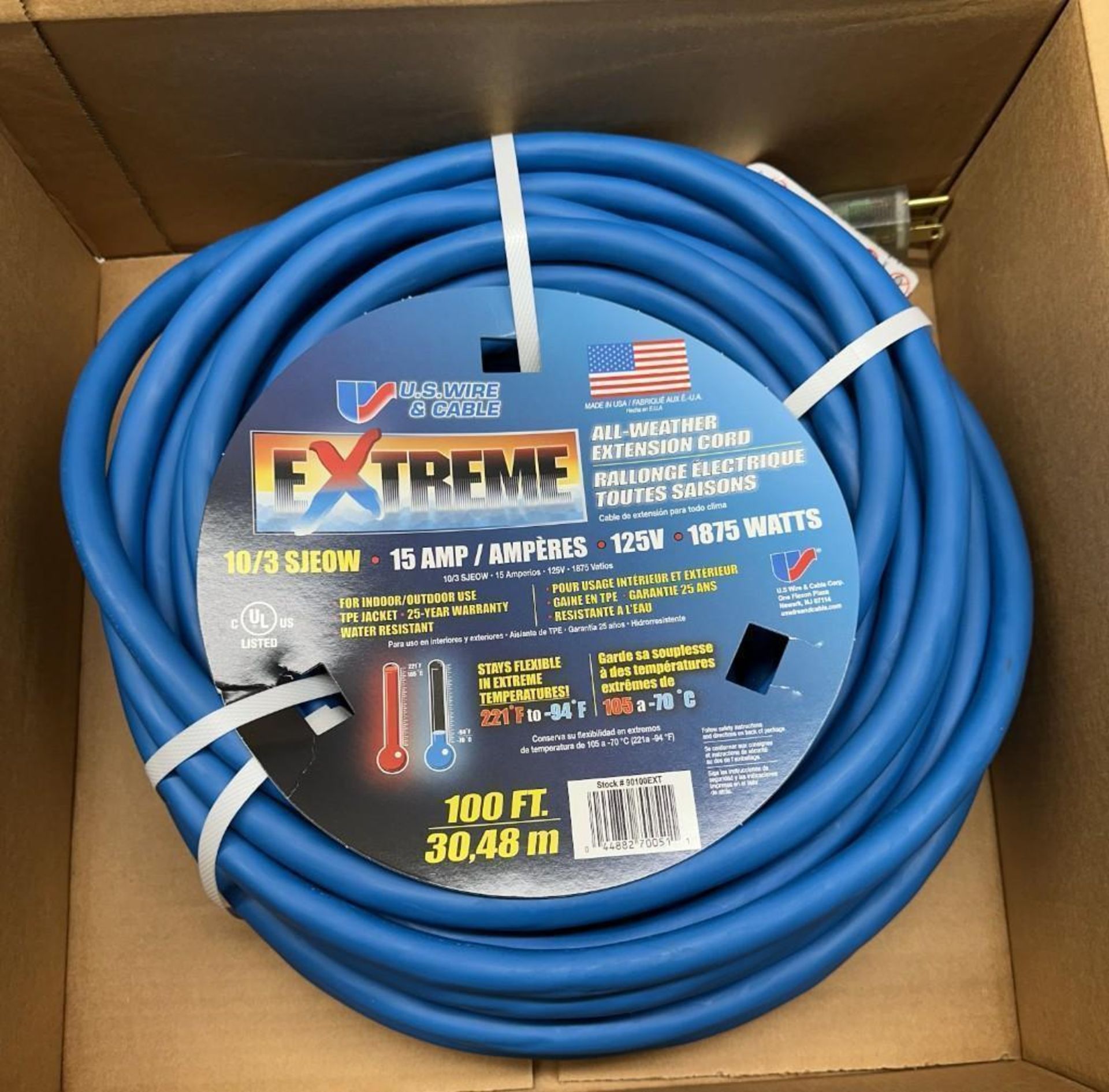 Us Wire U.S. Wire & Cable #90100EXT Extreme All-Weather Extension Cord 10/3 ...