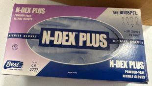 36 Boxes - N-Dex Plus #8005PFL Powder-Free Nitrile Gloves - Large 8/9
