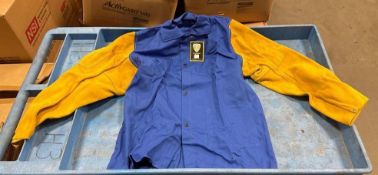 Lot of (2) - Tillman #9230 Lightweight Cowhide Flame Resistant Cotton Welding Jackets - Small