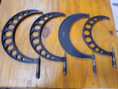 Lot of 4 Larger Micrometers with Starrett Wood Storage Box