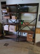 QTY 2 Metal Frame Shelf Unit with Wood Shelves.
