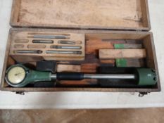 Vintage Federal Dial Bore Gage with Wood Storage Case. Kit is Incomplete