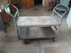 Metal 2 Shelf Rolling Cart. Measures Approximately 36"x18"x24"h