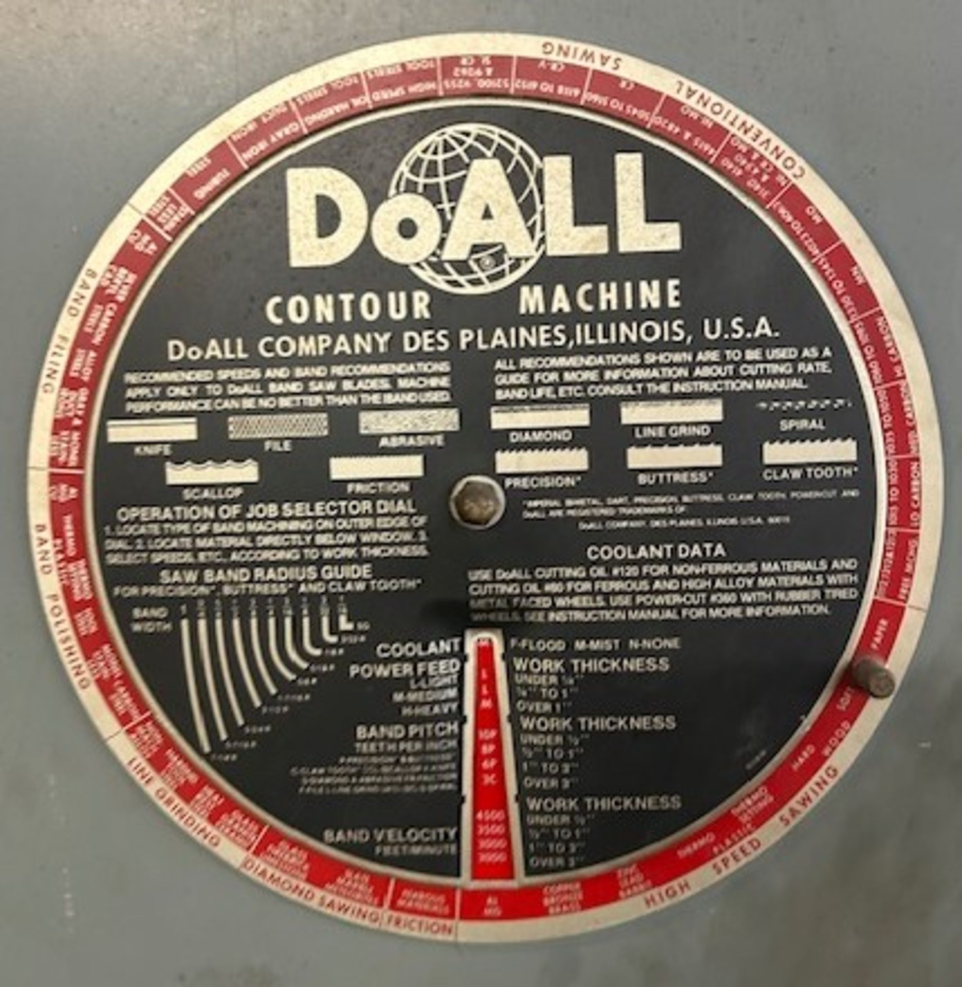 Doall Vertical Bandsaw, Model 2013V, s/n 457-901683 w/ Xtra Blades