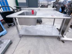 Stainless Steel Table with Sink with low backsplash