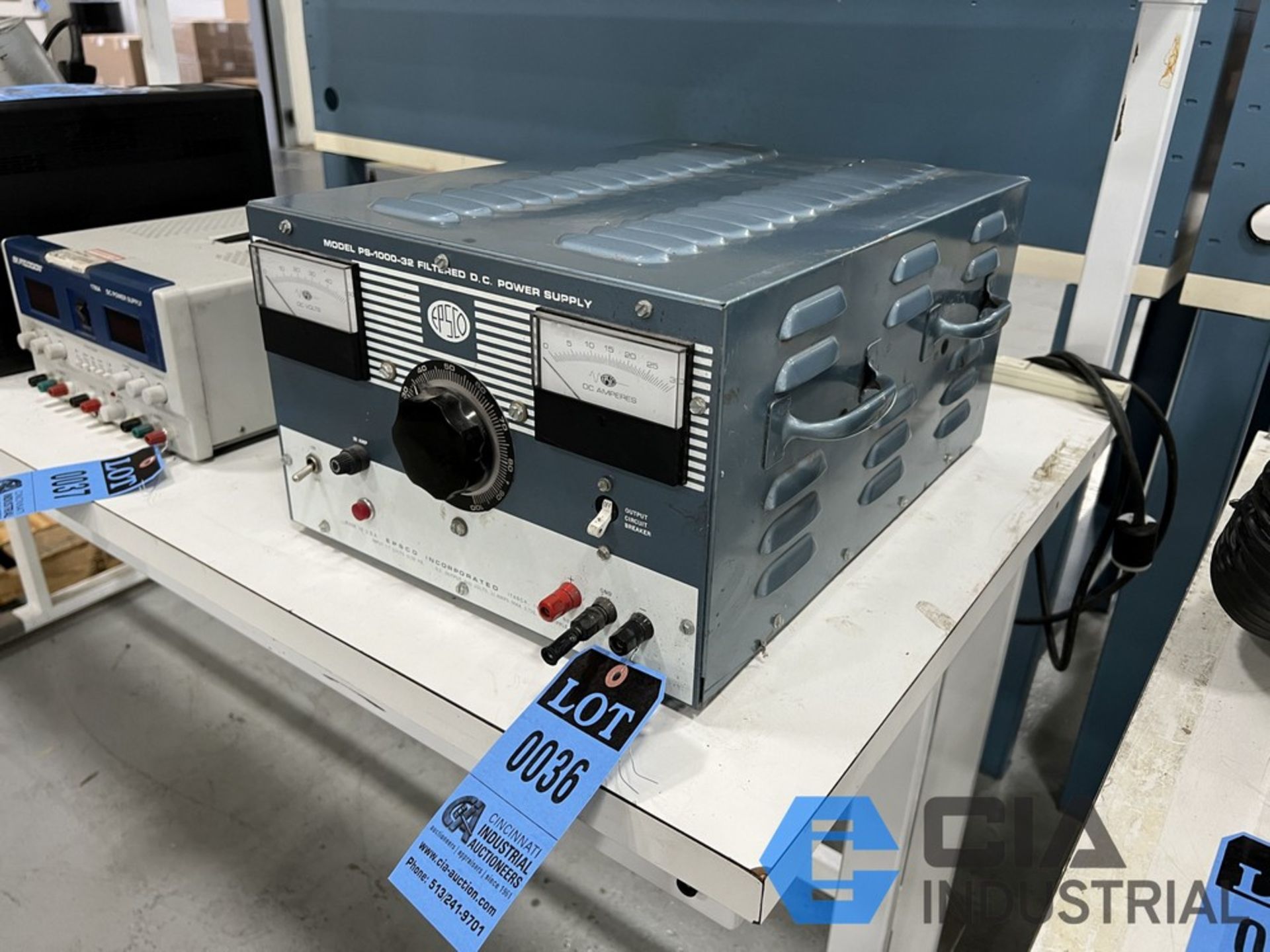EPSCO INC. MODEL PS-1000-32 FILTERED DC POWER SUPPLY, INPUT 117 VOLTS ...