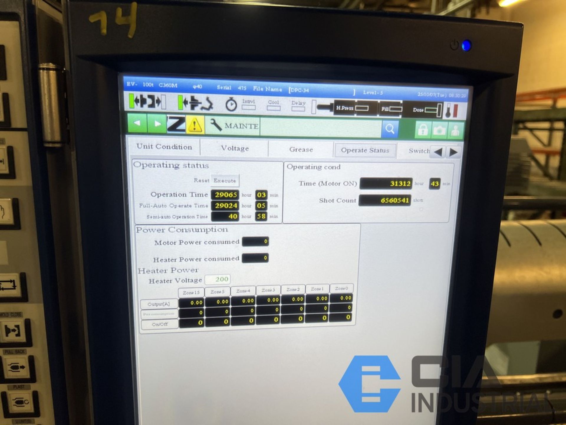 Sumitomo Injection Machine Control { Group of lots: 74, 75 } 2014 - 110 TON X 6.8 OZ. SUMITOMO MODEL ...