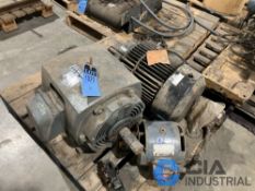 (LOT) ASSORTED ELECTRIC MOTORS, PUMPS, FEED TABLES, CONTROL PANEL ON (7) SKIDS - Located At 1210