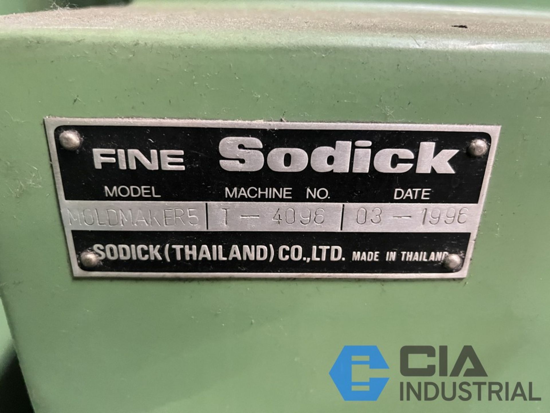 SODICK MODEL MOLDMAKER 5 CNC SINKER EDM; S/N T-4098, NEURO FUZZY NF80 ...