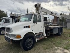 2002 STERLING M7500 Acterra Flatbed boom truck JLG boom lift, Cat 3126 dsl - 6 spd manual, 158,336