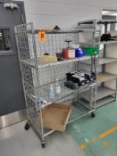 4-Tier Mobile Enclosed Cart w/ Solid Bottom Shelf, Mobile, on Casters, Adjustable, Chrome / Galvaniz
