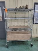4-Tier Mobile Enclosed Cart w/ Solid Bottom Shelf, Mobile, on Casters, Adjustable, Chrome / Galvaniz