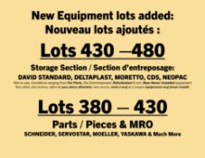 Newly-Added - Parts, MRO, Plastic Extrusion, Packaging (530+ Lots Posted) - Click to View