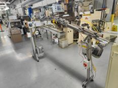 L-Shape Motorized Conveyor set incl. (1) motorized tube conveyor with adjustable guide rails, start