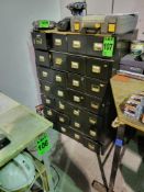 Set of (7) Stackable, 4-Drawer Cabinets, 1x1x1x1, with handles and namecards. (28) compartments