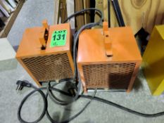 Lot of (2) 240V, 4800W Portable Space Heater Fans, for Garage / Workshop / Warehouse