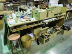 Set of (2) Metal Worktables with Wooden Plywood Tabletop Surface (Contents Not Included)Approx.