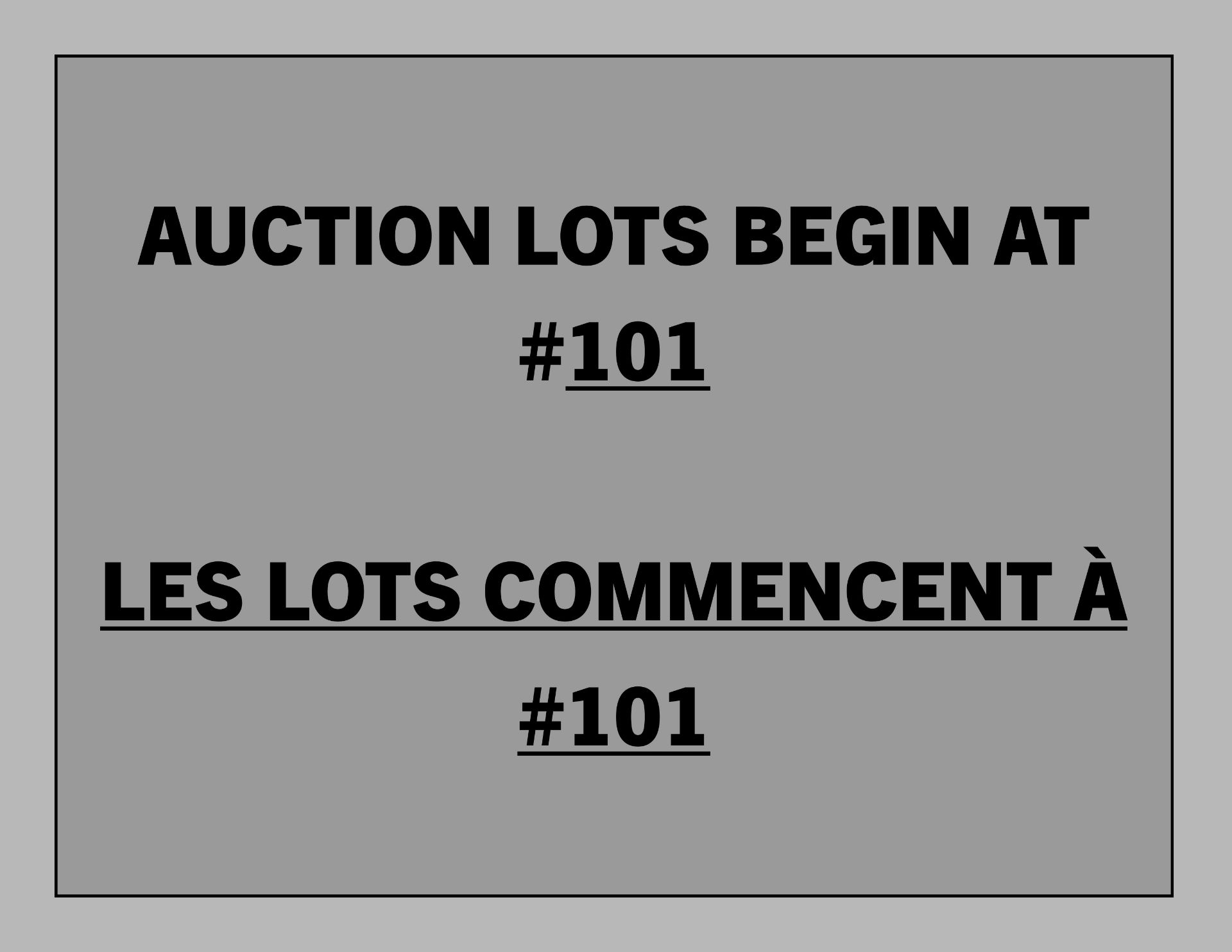 Auction Begins from Lot 101