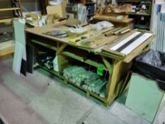 Wooden Worktable with Storage ShelvingApprox. dimensions: 8' W x 4' D x 34" H