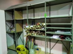 (4) Sections of Adjustable Metal Storage Shelving, with (10) uprights and (16) metal shelves, (3)