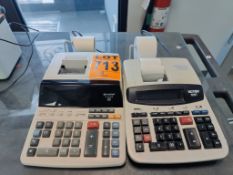 Lot of (2) Desktop Heavy-Duty Desktop Printing Calculators, (1) SHARP EL-2615P, (1) VICTOR mod. 1297
