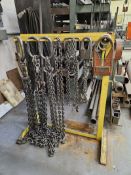 Assorted Lifting Chains & Straps w/ Racks