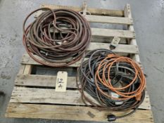 Lot Of Assorted Extension Cords & Air Hose