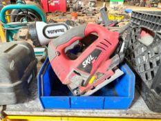 MISC. HAND TOOLS, SANDER, SKIL SAW, MAKITA FLASHLITE, ETC.