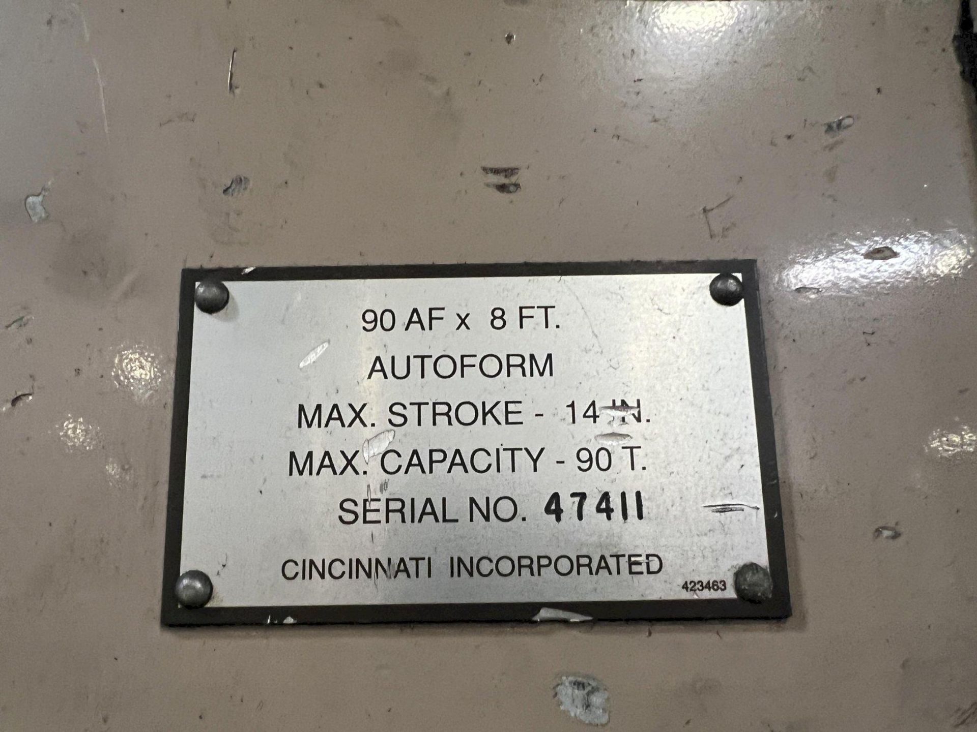 8' x 90 Ton Cincinnati Model 90AF- 8FT Autoform Hydraulic Press - Image 6 of 18