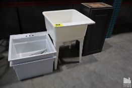 (3) ASSORTED BASIN SINKS AND CABINET