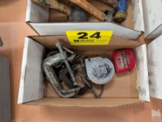 ASSORTED CLAMPS & TAPE MEASURES