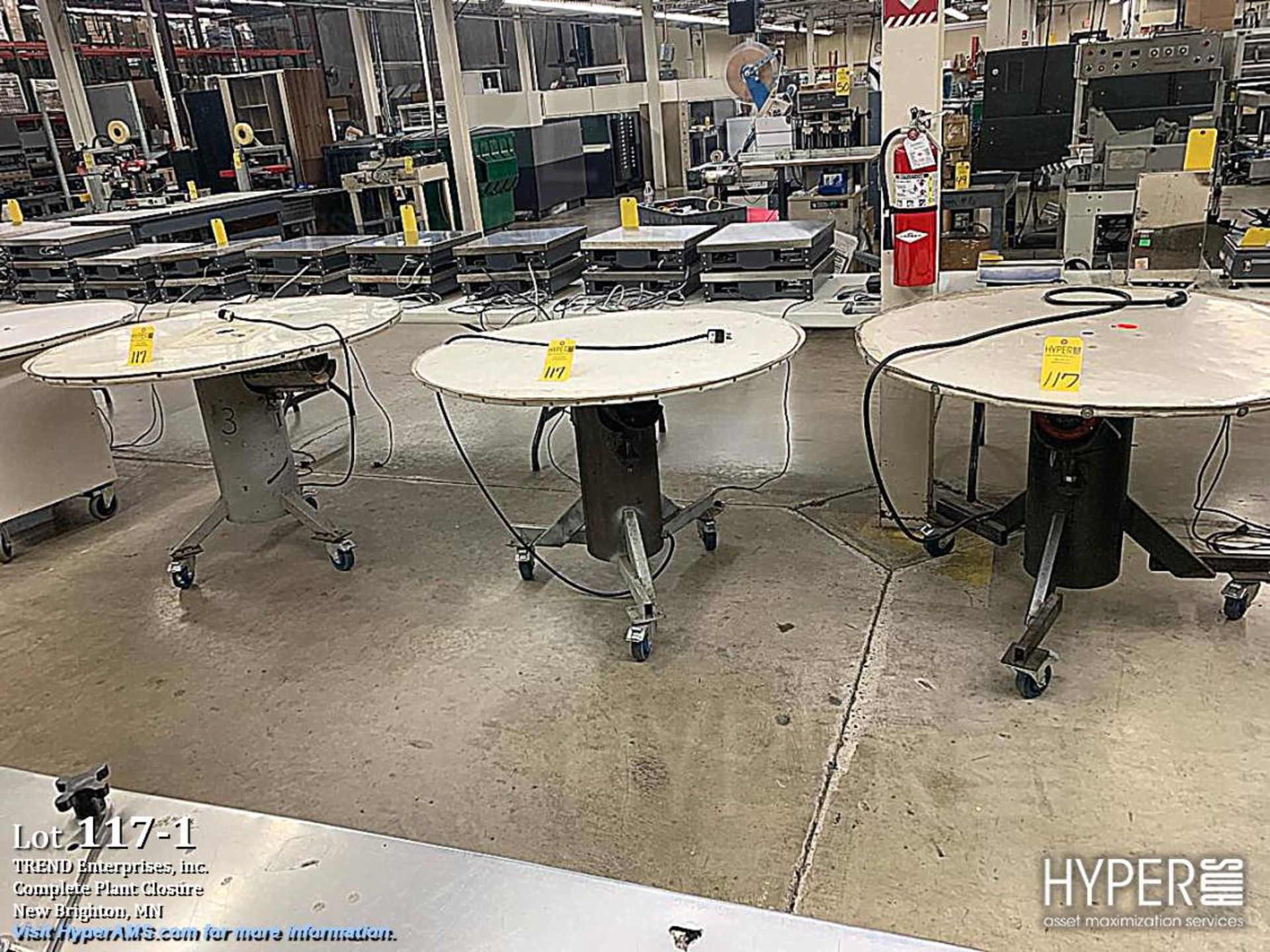 Modw Table Lot of (3) Industrial Rotating Tables, 48