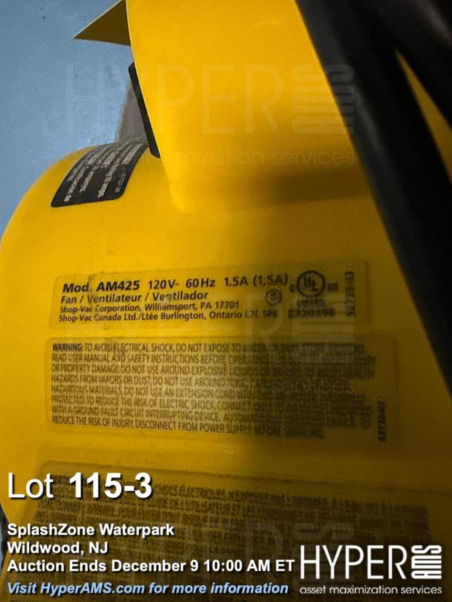 Lot of (2) Shop-Air 500 Air Mover/Blower, 120V, 60Hz, - Image 3 of 4