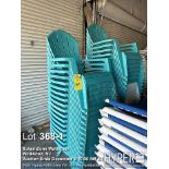 Lot of (55) Stackable Outdoor Plastic Adirondack Chairs, Turquoise, suitable for outdoor use, Dimens