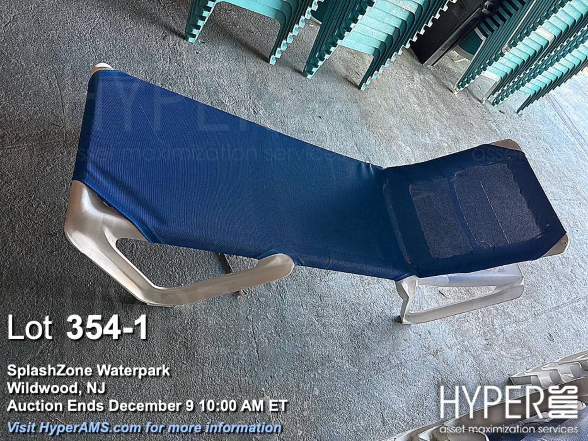 Lot (14) Stackable White and Blue Chaise Lounge Chairs