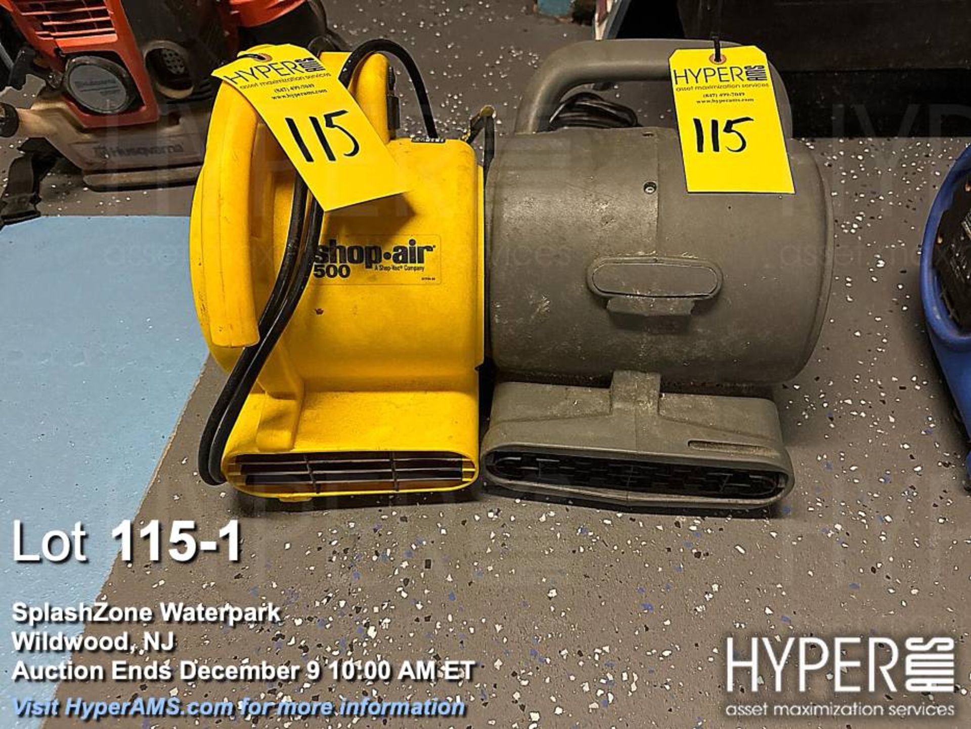 Lot of (2) Shop-Air 500 Air Mover/Blower, 120V, 60Hz,