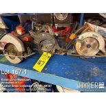 Lot saws: Skilsaw 5400 Circular Saw, Ridgid R3203, Porter-Cable (Cordless)